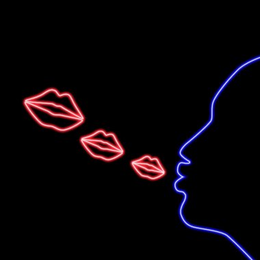 Neon işareti darbe öpücük
