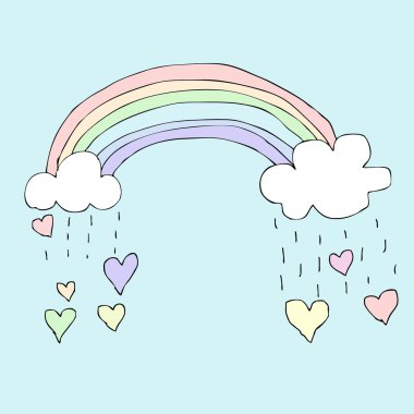 Yağmurlu gökkuşağı kalp