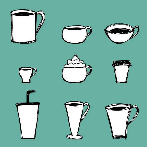 Kávové šálky ikony — Stockový vektor