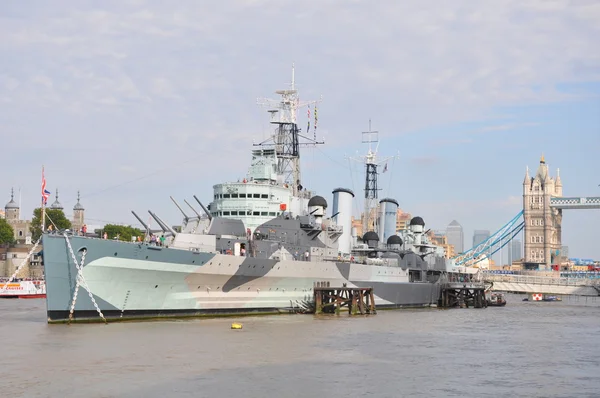 HMS Belfast em Londres — Fotografia de Stock