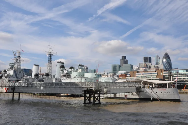 HMS Belfast em Londres — Fotografia de Stock