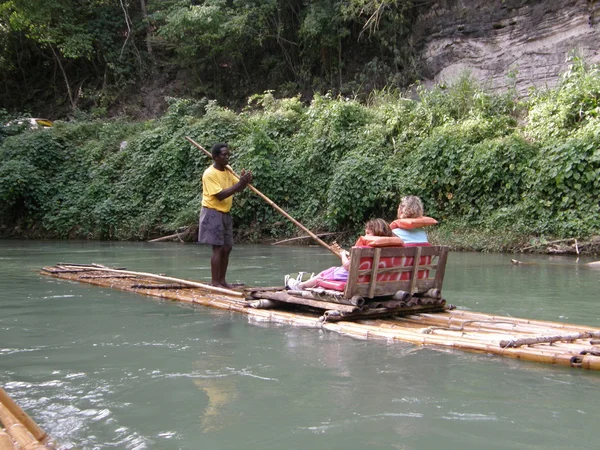 Bamboo Rafting on the Martha Brae River in Jamaica — Stock Photo, Image