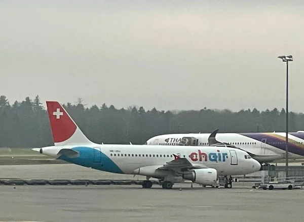 Zurich Švýcarsko Dec Chair Airlines Thai Airways Flughafen Curych Curych — Stock fotografie