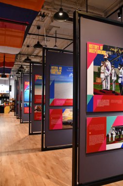 DUBAI, BAE - 20 Aralık 2021 'de Dubai, BAE' deki Dünya Fuarı 'nda Antigua ve Barbuda pavyonu.