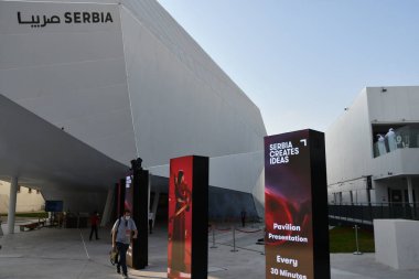 DUBAI, BAE - 20 Aralık 2021 'de Dubai, BAE' deki Sırbistan pavyonu.
