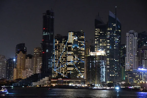 Dubai Verenigde Arabische Emiraten Dec Uitzicht Dubai Marina Nachts Vanaf — Stockfoto