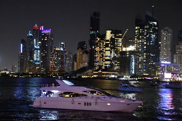 Dubai Uae Dec View Dubai Marina Night Bluewaters Island Dubai — Stock Photo, Image