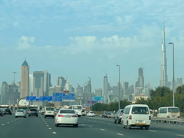 Dubai Uae Dec Вид Шейх Заєд Дорогу Аль Хайл Роуд — стокове фото