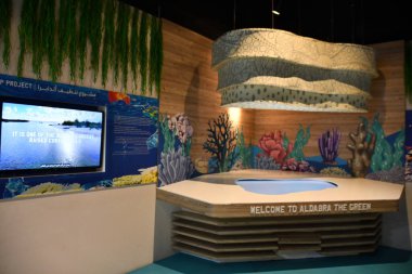 DUBAI, BAE - 20 Aralık 2021 'de Dubai, BAE' deki Seyşeller pavyonu.