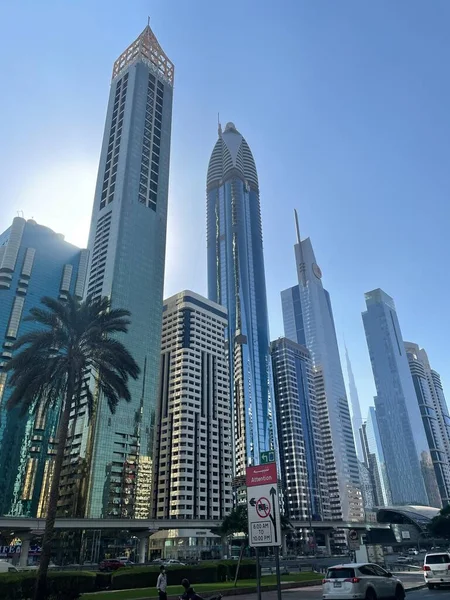 Dubai Eau Dec Vue Des Gratte Ciel Sheikh Zayed Road — Photo