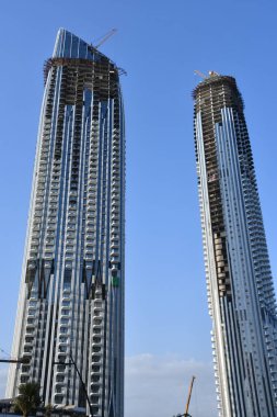 Dubai, BAE - 30 Aralık 2021 'de Dubai Creek Limanı' nda görüldüğü gibi. Kente yeni bir ticari merkez olup, perakende, kültür ve konut alanları sunmaktadır..