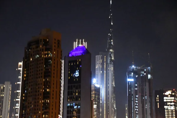 Dubai Zjednoczone Emiraty Arabskie Dec Widok Wieżowce Sheikh Zayed Road — Zdjęcie stockowe