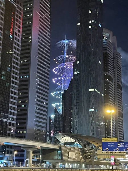 Dubai Förenade Arabemiraten Jan Nyårsfyrverkerier Burj Khalifa Dubai Förenade Arabemiraten — Stockfoto