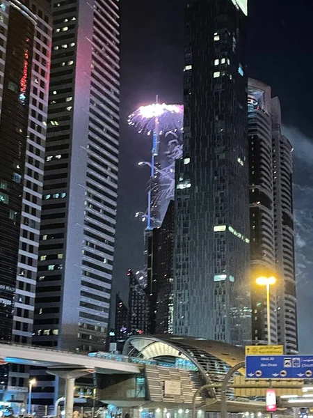 Dubai Emirados Árabes Unidos Jan Fogos Artifício Ano Novo Burj — Fotografia de Stock