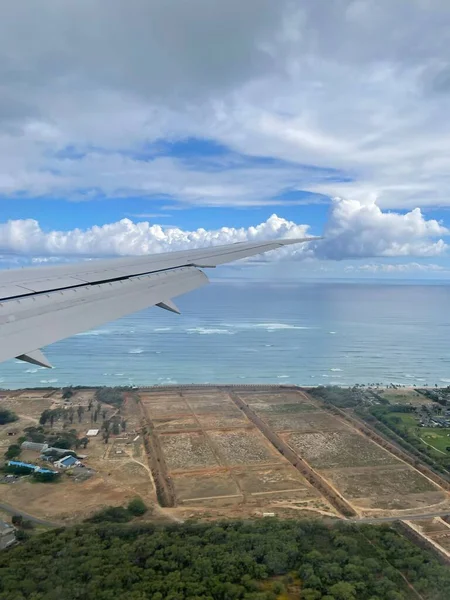 Flugzeug Über Der Landung Auf Kauai Island Hawaii — Stockfoto