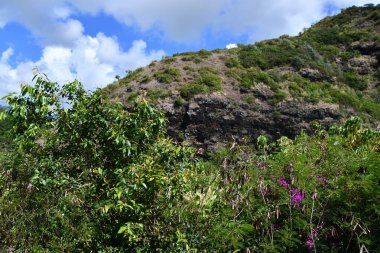 Hawaii, Kauai 'deki Poliahu Heiau' nun panoramik görüntüsü