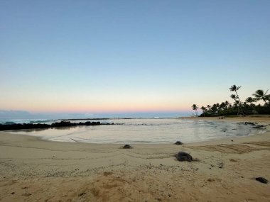 Hawaii 'deki Kauai Adası' ndaki Poipu Sahili 'nde gün doğumu