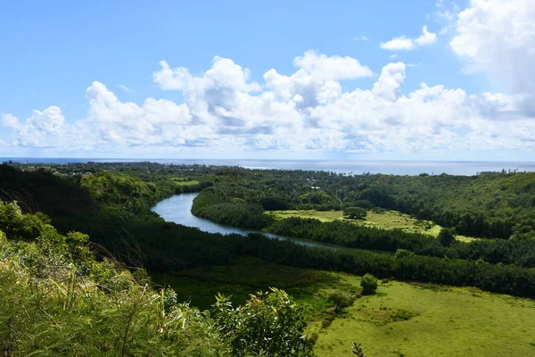 Vista Del Parque Estatal Del Río Wailua Desde Poliahu Heiau — Foto de Stock