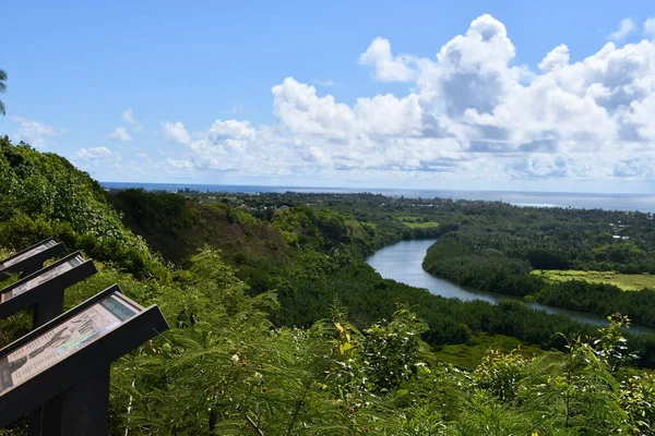 Vista Parque Estadual Rio Wailua Poliahu Heiau Kapaa Ilha Kauai — Fotografia de Stock