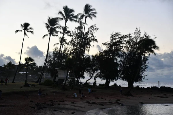 Salida Del Sol Playa Poipu Isla Kauai Hawai —  Fotos de Stock