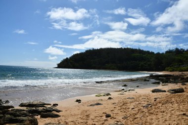 View from Aliomanu Beach in Anahola on Kauai, Hawaii clipart