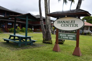 HANALEI, HI - 19 AUG: 19 Ağustos 2021 'de Hawaii' deki Kauai Adası 'ndaki Hanalei Merkezi.