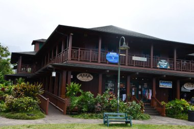 HANALEI, HI - 19 AUG: 19 Ağustos 2021 'de Hawaii' deki Kauai Adası 'ndaki Hanalei Merkezi.