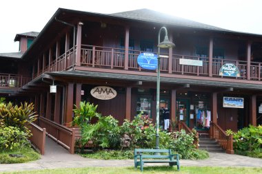 HANALEI, HI - 19 AUG: 19 Ağustos 2021 'de Hawaii' deki Kauai Adası 'ndaki Hanalei Merkezi.