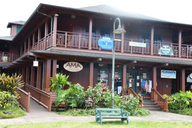 HANALEI, HI - 19 AUG: 19 Ağustos 2021 'de Hawaii' deki Kauai Adası 'ndaki Hanalei Merkezi.