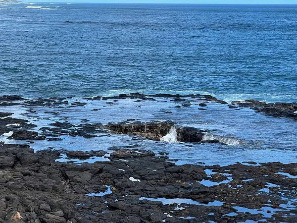 ハワイのカウアイ島でホーンブロールを吐き出す — ストック写真