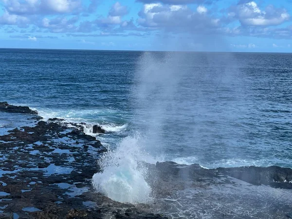Spouting Horn Blowhole Sur Île Kauai Hawaï — Photo