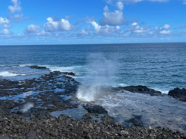 Spuiten Horn Blaasgat Kauai Island Hawaii — Stockfoto