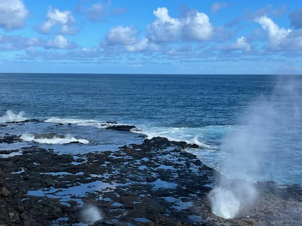 Spuiten Horn Blaasgat Kauai Island Hawaii — Stockfoto