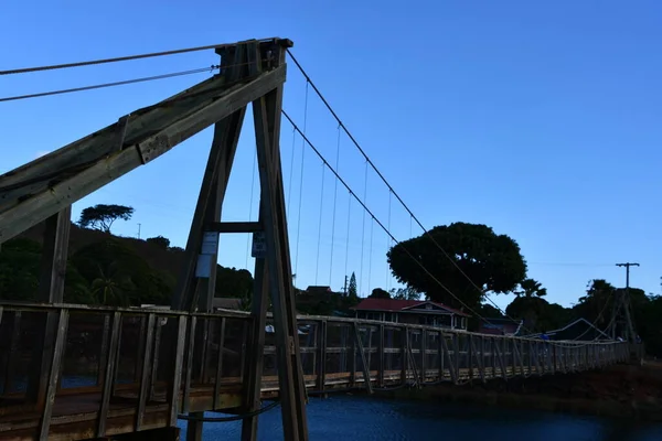 Hanapepe Aug Swinging Bridge Hanapepe Island Kauai Hawaii Seen Aug — Stock Photo, Image