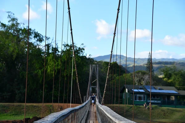 Hanapepe Aug Swinging Bridge Hanapepe Island Kauai Hawaii Seen Aug — Stock Photo, Image