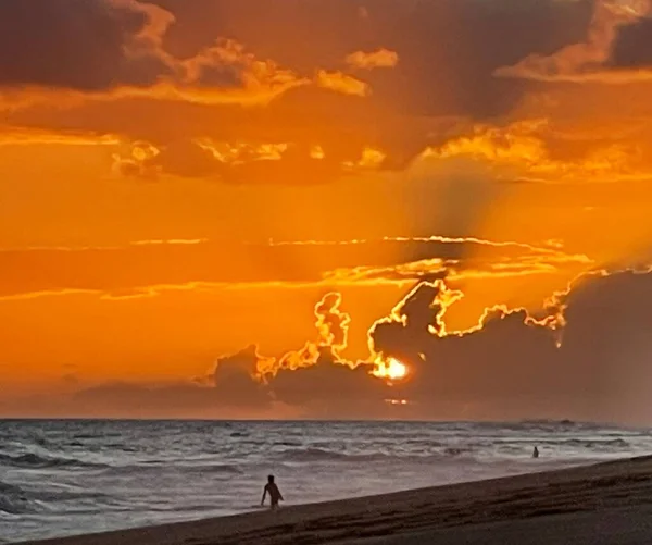 Zachód Słońca Kekaha Beach Park Kauai Hawaje — Zdjęcie stockowe