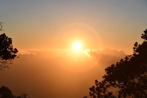 Coucher Soleil Depuis Kalalau Lookout Dans Parc National Kokee Kapaa — Photo