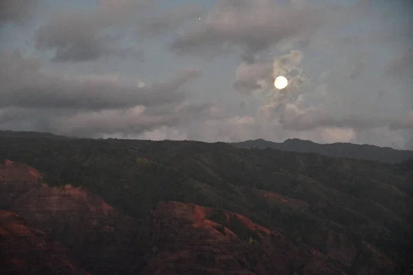 Vista Luna Desde Waimea Isla Kauai Hawai — Foto de Stock