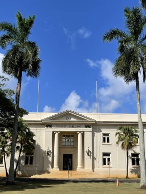 LIHUE HI - 22 AUG Kauai Tarihi İlçe Binası Hawaii, Lihue 'de 22 Ağustos 2021' de görüldüğü gibi.