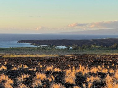 Hawaii 'deki Büyük Ada' da Kailua-Kona 'ya Manzaralı Bakış