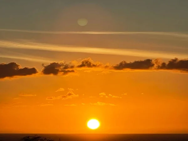 Puesta Sol Sobre Océano Pacífico Kailua Kona Hawai —  Fotos de Stock