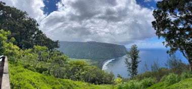 View from Waipio Valley Lookout at Waimea on Big Island in Hawaii USA clipart