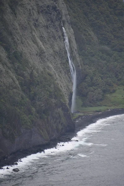 Utsikt Över Kaluahine Falls Från Waipio Valley Lookout Waimea Big — Stockfoto