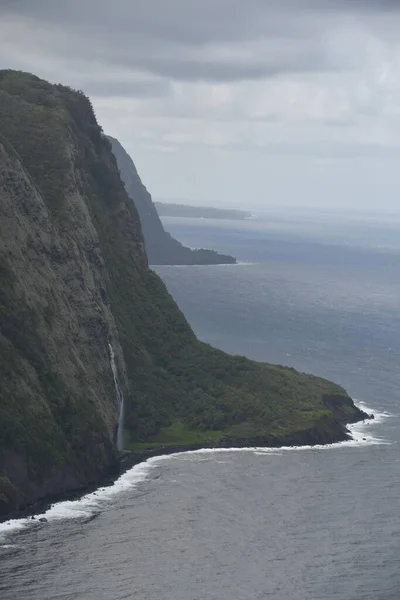 Utsikt Över Kaluahine Falls Från Waipio Valley Lookout Waimea Big — Stockfoto