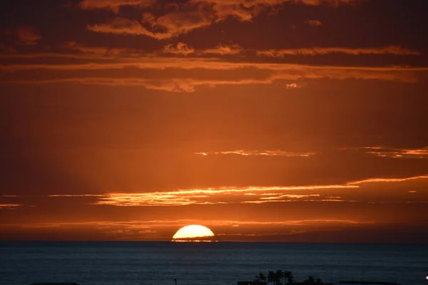 Puesta Sol Sobre Océano Pacífico Kailua Kona Hawai —  Fotos de Stock