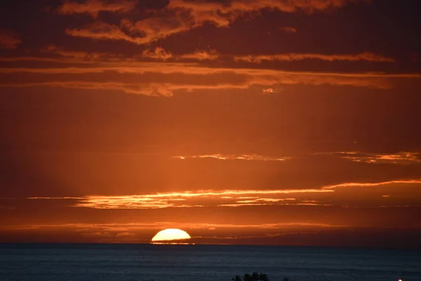 Puesta Sol Sobre Océano Pacífico Kailua Kona Hawai —  Fotos de Stock