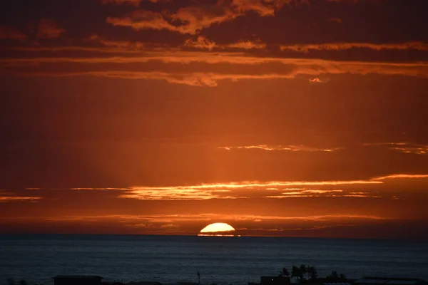 Coucher Soleil Sur Océan Pacifique Kailua Kona Hawaï — Photo
