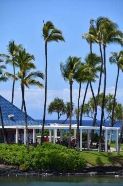 WAIKOLOA, HI - 26 AUG Hawaii 'deki Hilton Waikoloa Village Resort' ta Lagoon Grill, 26 Ağustos 2021 'de görüldüğü gibi.