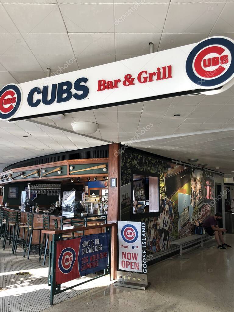 CHICAGO, IL - AUG 28: Cubs Bar and Grill at OHare Aiport in Chicago, Illinois, as seen on Aug 28, 2023.