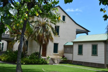 KAILUA-KONA, HI - 23 AUG: Hulihee Sarayı Hawaii 'nin Büyük Adası' ndaki Kailua-Kona Sarayı, 23 Ağustos 2021 'de görüldüğü gibi.
